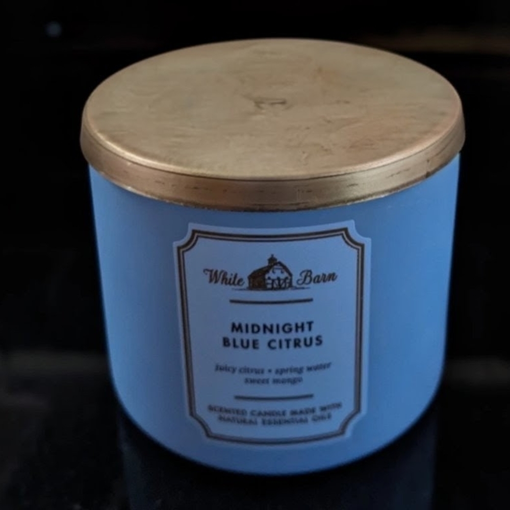 MIDNIGHT BLUE CITRUS BATH & BODY WORKS LARGE 3-WICK SCENTED 14.5 OZ CANDLE NEW